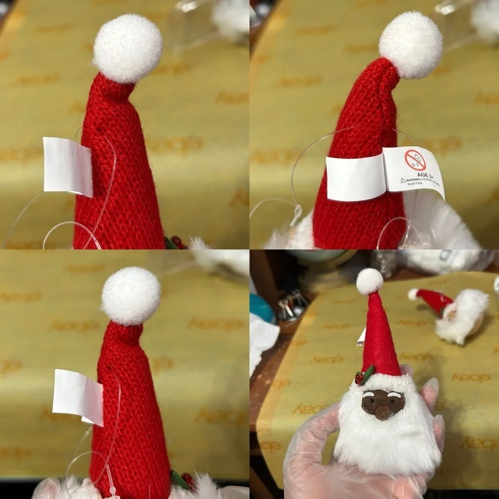 Black And White Santa With Sant Hats Christmas Ornaments - Set Of 2 - “Solon”
